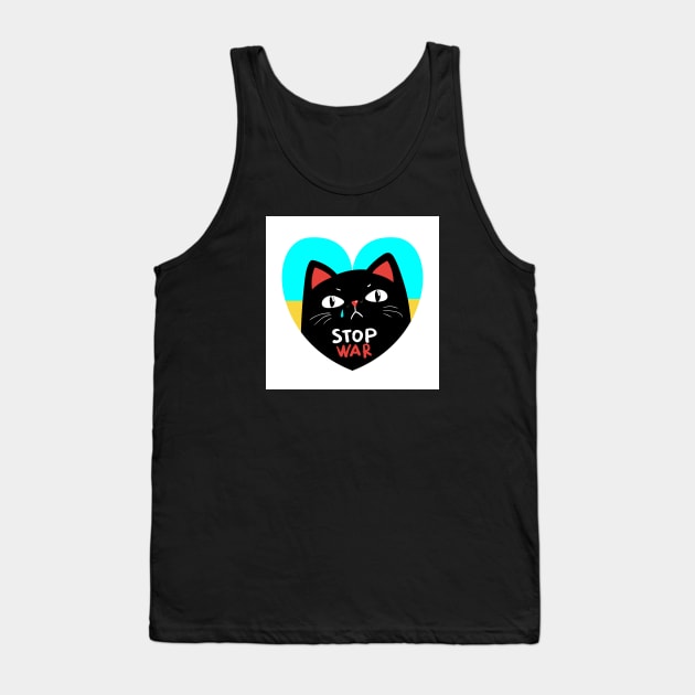 Stop war banner, poster, flyer, card, badge or sticker print design with grumpy black cat Tank Top by Marysha_art